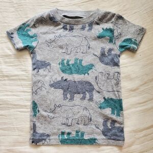 Gray and Teal Rhino Print Kids T-Shirt Carters Size 2T